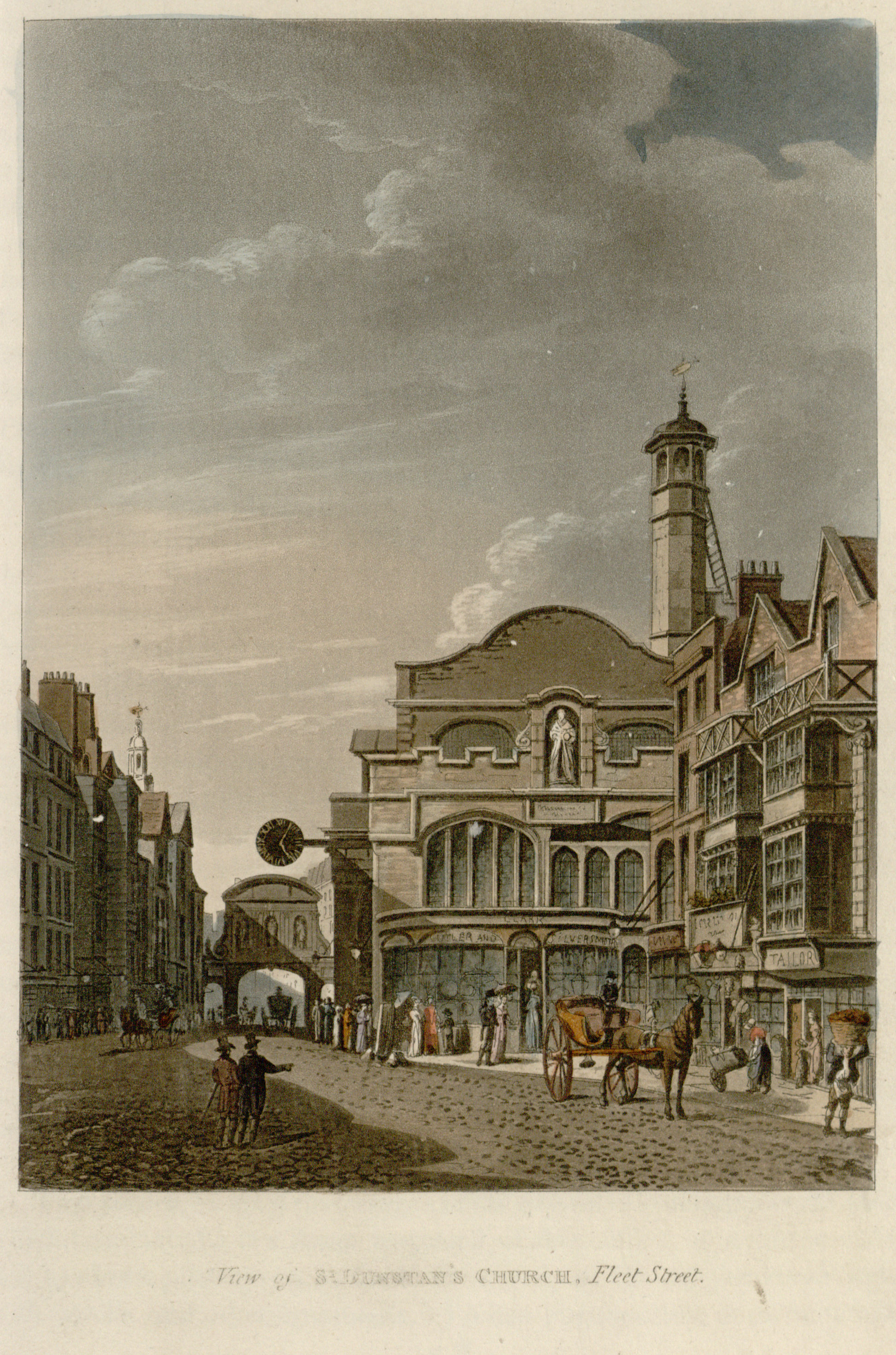 61 - Papworth - View of St Dunstan's Church, Fleet Street