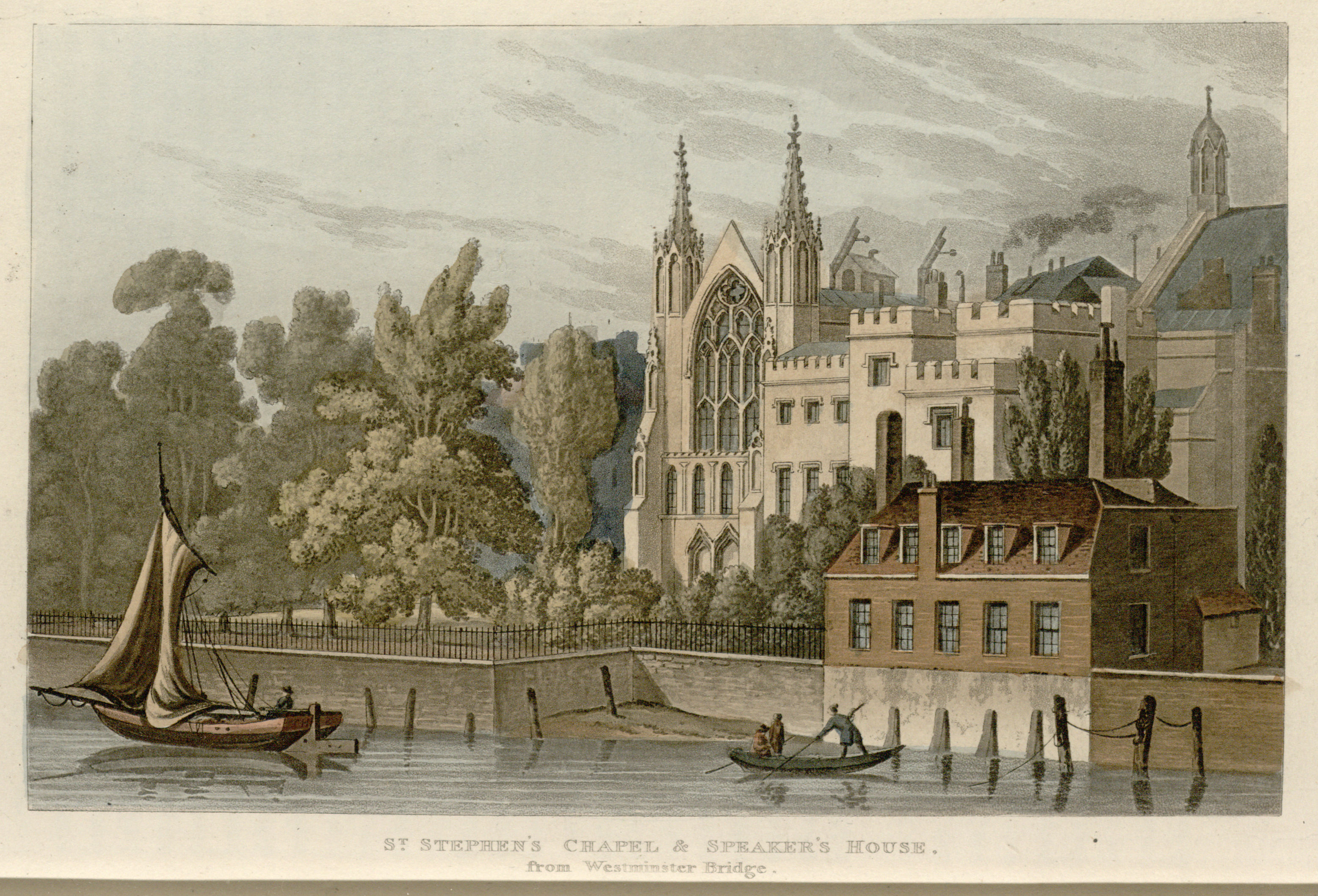 10 - Papworth - St Stephen's Chapel & Speaker's House, from Westminster Bridge